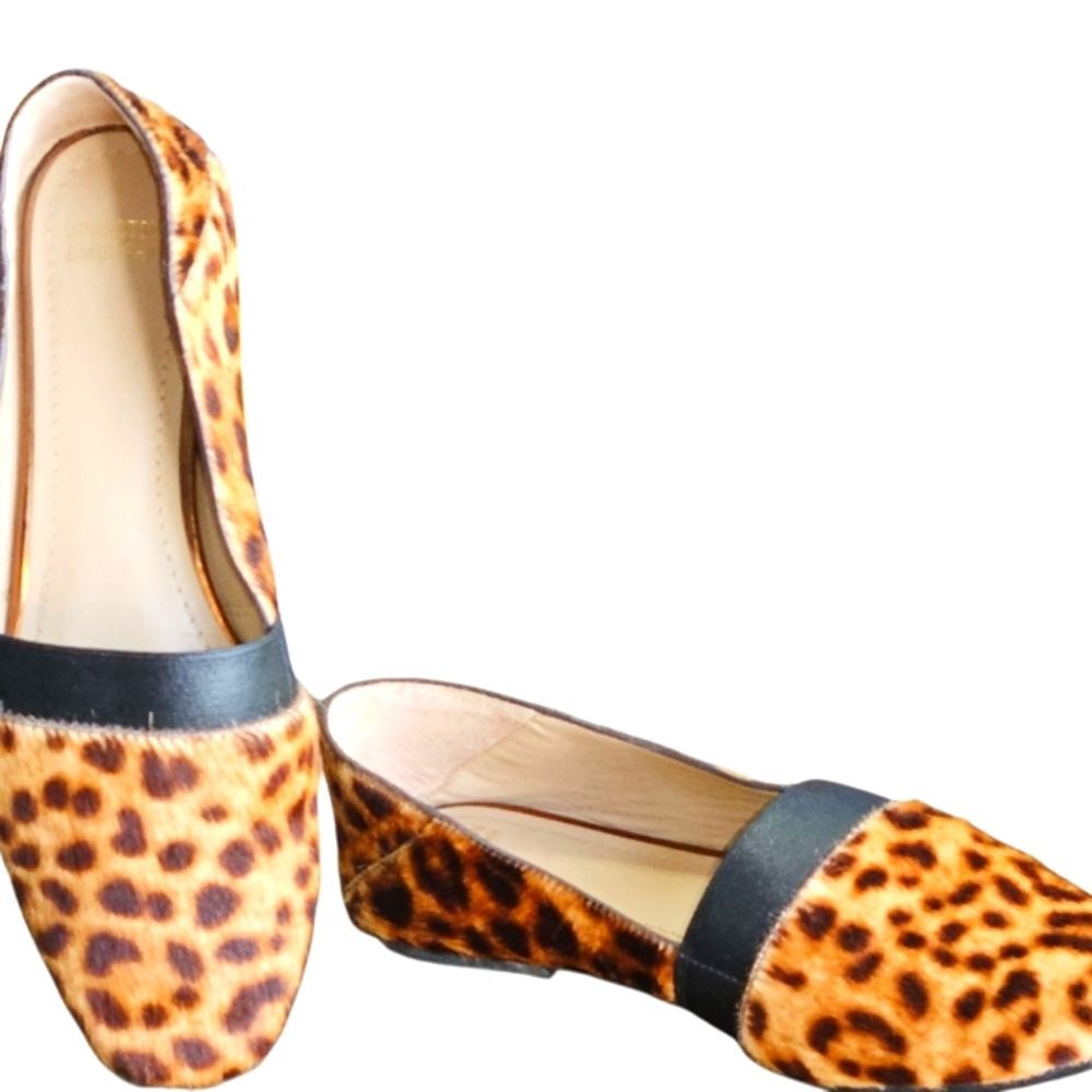 Leopard Print Calf Hair Size 7.5 Women's Loafers